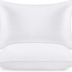 Bed Pillows for Sleeping (White), Queen Size, Set of 2, Hotel Pillow, Cooling Pillows for Side, Back or Stomach Sleepers