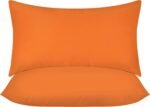 Throw Pillows Insert (Pack of 2, Orange) - 12 x 20 Inches Bed and Couch Pillows - Indoor Decorative Pillow