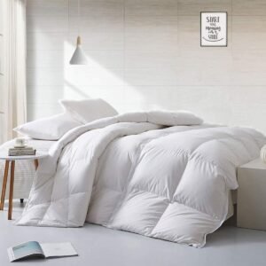 Lightweight King Size Feathers Down Comforter, Fluffy Duvet Insert for Warm/Hot Sleepers - Ultra-Soft 750 Fill-Power Hotel Collection Comforter, 39 Oz Cooling Bed Blanket(106x90,White)