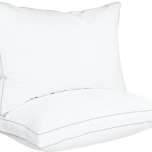Bed Pillows for Sleeping Queen Size (White), Set of 2, Cooling Hotel Quality, Gusseted Pillow for Back, Stomach or Side Sleepers