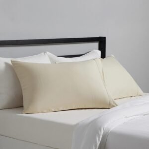 Standard Pillow Cases Set of 2 - Lightweight, Super Soft Easy Care Microfiber, Beige, 30" L x 20" W, Pillows Not Included