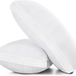 Hotel Bed Pillows Queen Size Set of 2- Medium Soft Down Alternative Pillow with Cooling Side Mesh for Side, Back or Stomach Sleepers