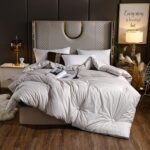 Queen Size Down Alternative Comforter,Lightweight All Season Comforter,Warm Fluffy Soybean Fiber Down Alternative Comforter,Breathable,Machine Washable (Light Gray)