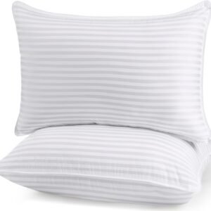 Bed Pillows for Sleeping Queen Size, 1000 Grams Filled Hotel Quality Cooling Pillows for Side, Back or Stomach Sleepers (White, Set of 2)
