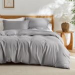 Duvet Cover Queen Size - Soft Double Brushed Bedding Set for Kids & Adults, Zipper Closure, 3 Pieces, Includes 1 Duvet Cover (90"x90") & 2 Pillow Shams, NO Comforter, Grey